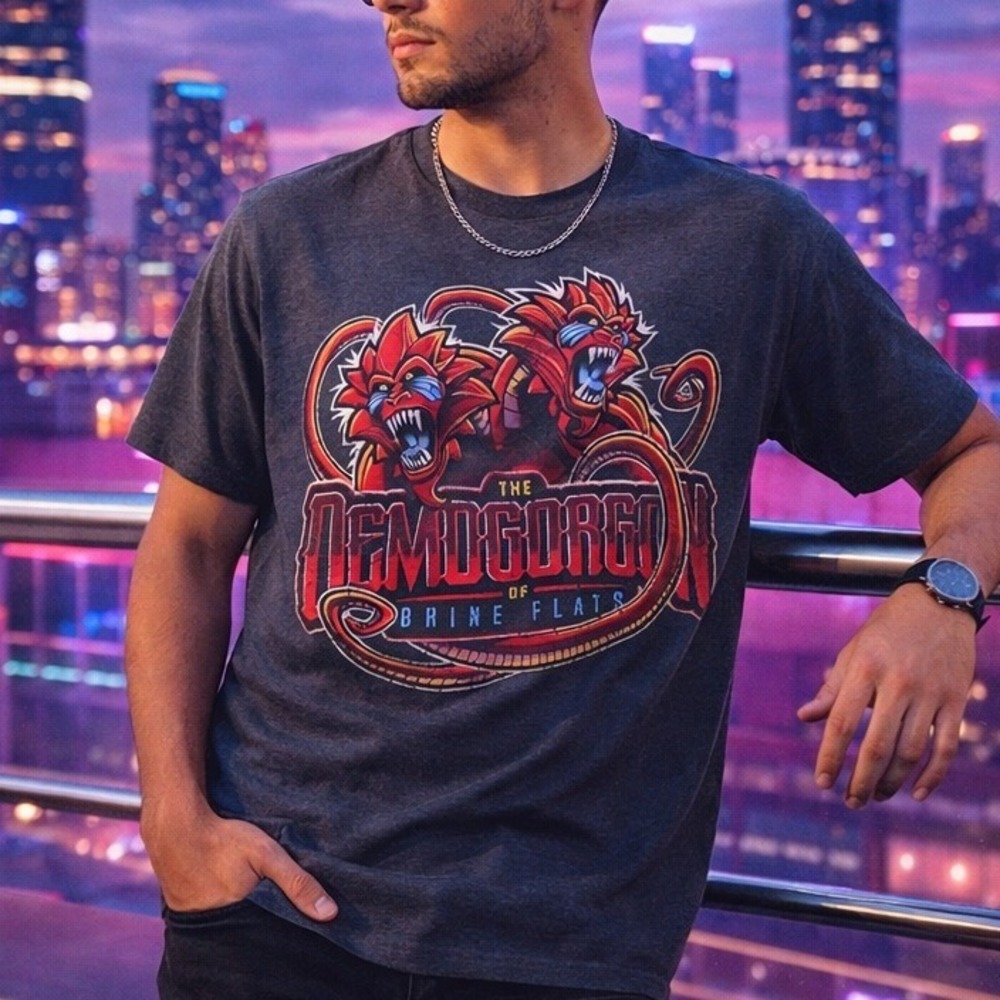 Dungeons & Dragons Demogorgon Brine Flats Graphic Tee Gray Gamer T-Shirt L